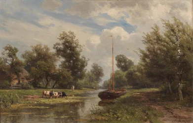 Cows Grazing on the Canal Bank